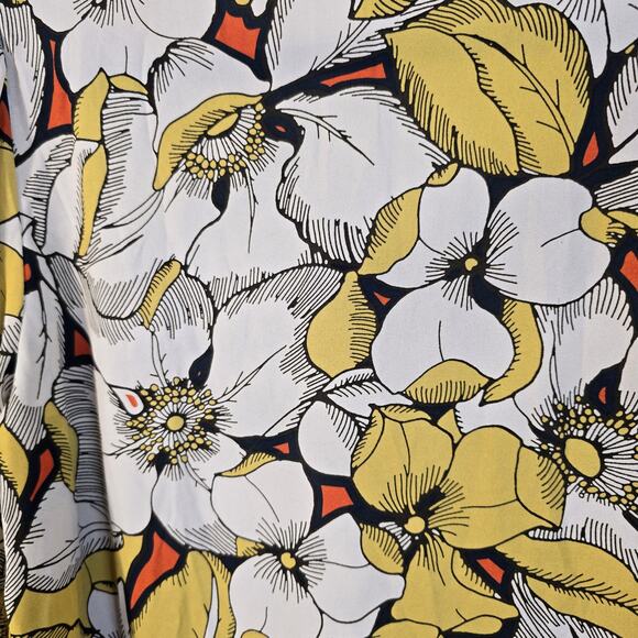 Cabi Sequel Blouse Women's M Yellow Orange Large Floral Poet Sleeve Career Boho - Picture 6 of 9